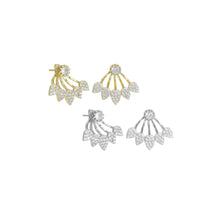 Load image into Gallery viewer, Gold Clear CZ Multi Leaves Drop Earrings, Sku#A225