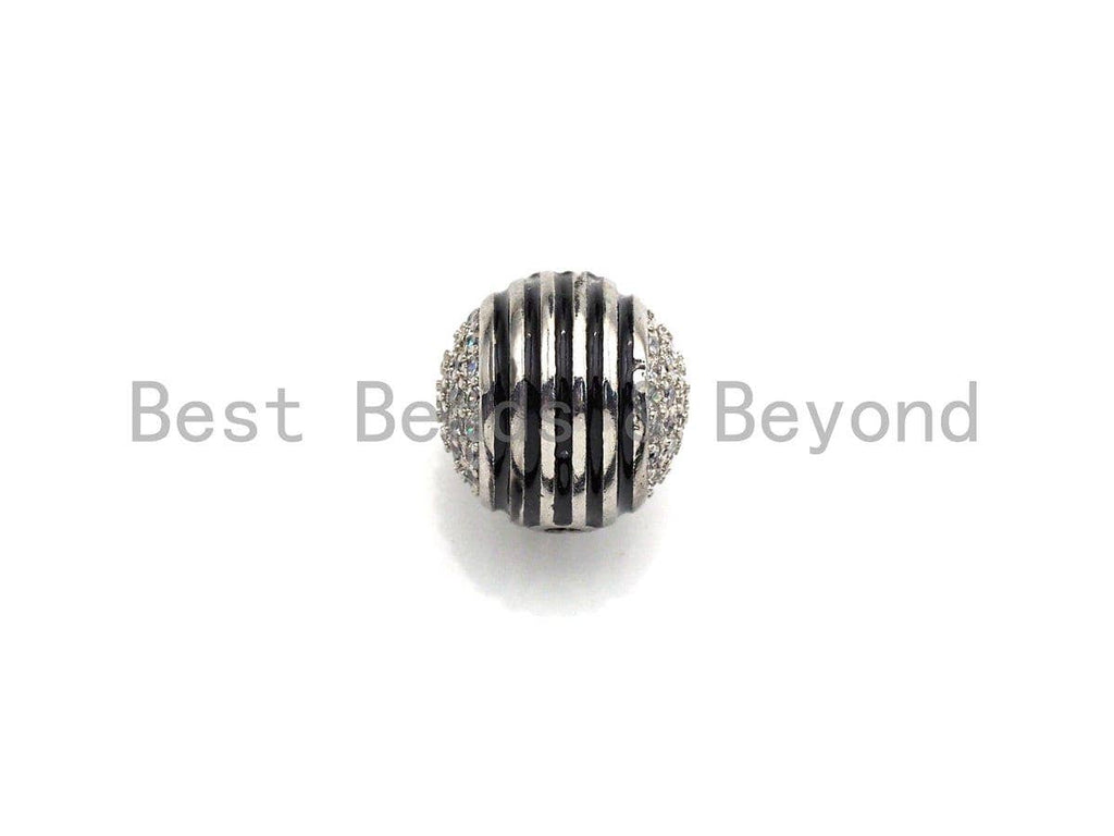 12mm CZ Pave Curved Enamel Line Ball beads, sku#z928c
