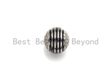 Load image into Gallery viewer, 12mm CZ Pave Curved Enamel Line Ball beads, sku#z928c