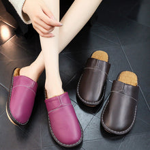 Load image into Gallery viewer, Women's Men's Winter Indoor Leather Slippers | Non-Slip Closed-Toe House Shoes | Cowhide Upper | Couples Slippers
