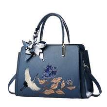 Load image into Gallery viewer, Chinese Embroidered Crane Crossbody Tote Bag for Women - Fashion Handbag with Multiple Compartments