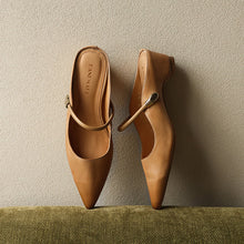Load image into Gallery viewer, Women's Mary Jane Mule Sandals | Full Grain Cowhide Pointed Toe Block Heel Slides