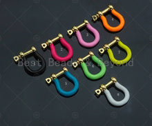 Load image into Gallery viewer, New Colorful Enamel Buckle clasp, Enamel U shape Clasp, White/Pink/Turquoise/Yellow/Lime Clasp Lock, Screw Clasp, 17x18mm,sku#K166