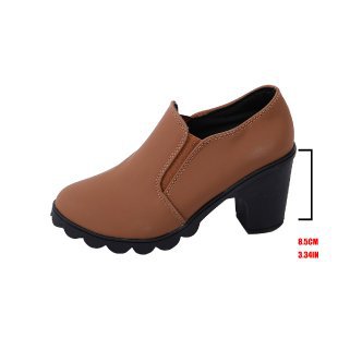 Women's Chunky Heel Mid-Calf Boots - Round Toe Suede Shoes with Rubber Sole