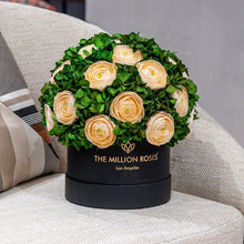 Load image into Gallery viewer, Classic Black Box | Peach Persian Buttercups &amp; Green Hydrangeas