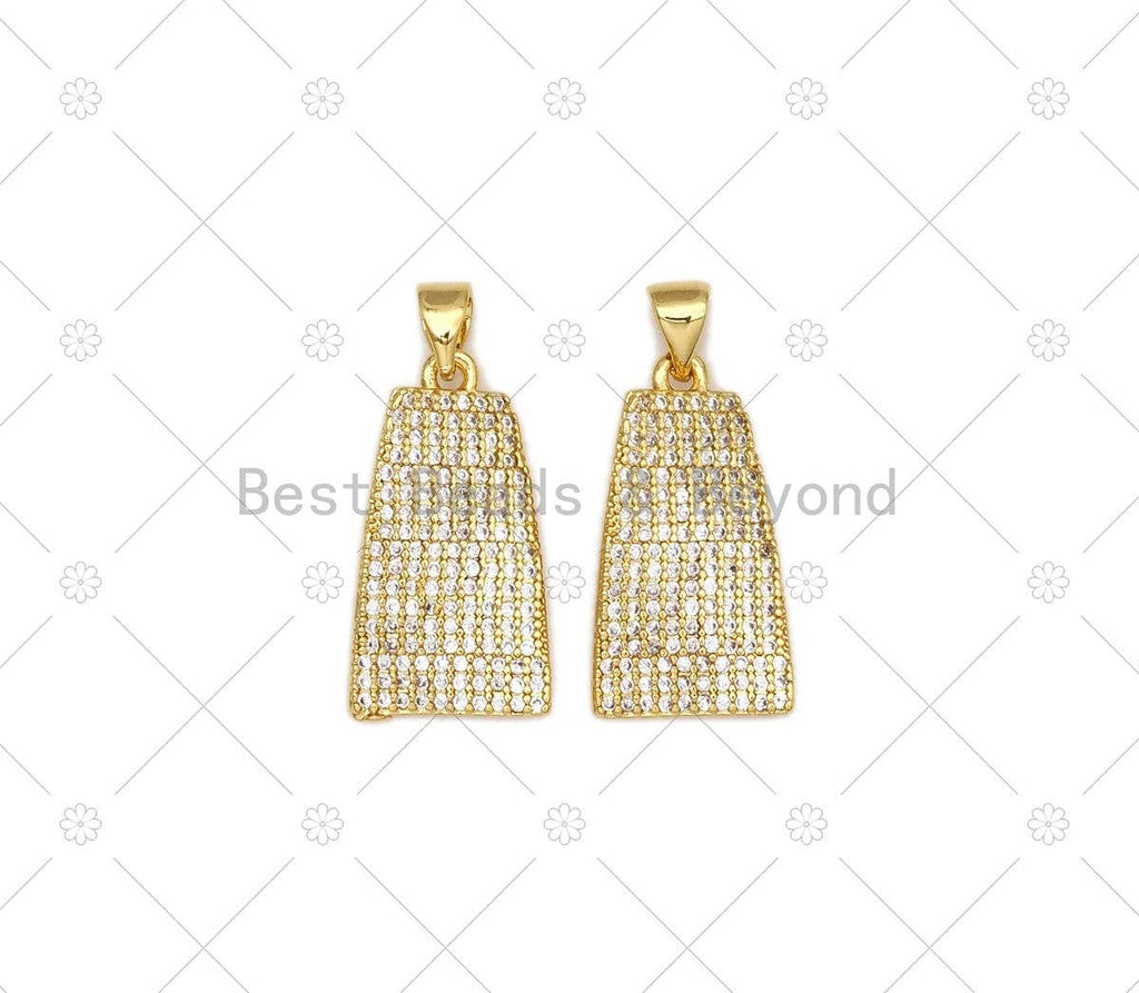 CZ Micro Pave Bell Shape Pendant, 18K Gold Filled Cubic Zirconia Charm, Necklace Bracelet Charm Pendant,12x22mm, Sku#LK474