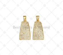 Load image into Gallery viewer, CZ Micro Pave Bell Shape Pendant, 18K Gold Filled Cubic Zirconia Charm, Necklace Bracelet Charm Pendant,12x22mm, Sku#LK474