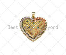 Load image into Gallery viewer, Gold Filled Colorful CZ Micro Pave Heart Shape Pendant, 18K Gold Filled Heart Charm, Necklace Bracelet Charm Pendant,30x28mm,Sku#LK320
