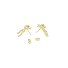 Load image into Gallery viewer, Gold Silver Tie Bow Stud Earrings, Sku#A419
