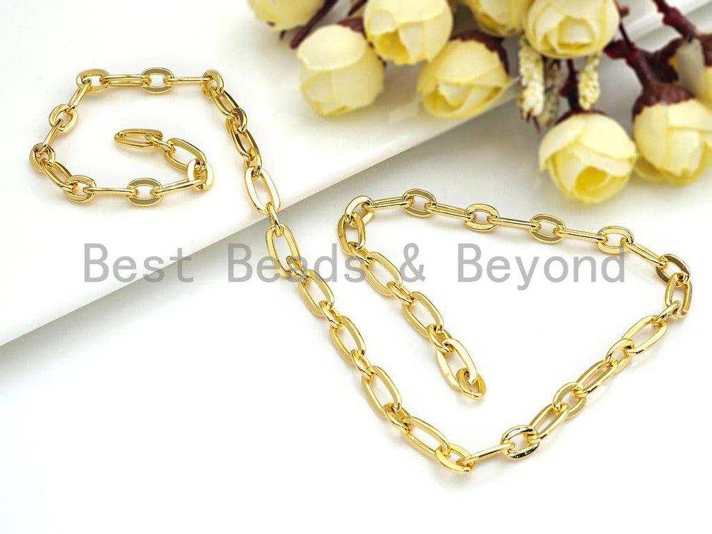 7x13mm Chain by Yard - Oval Link Chain for Necklace, Paper Clip Chain for Necklace Bracelet Anklet, sku# E516