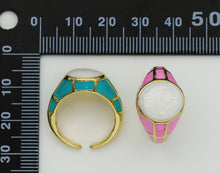 Load image into Gallery viewer, Gold Enamel Round Adjustable Ring, Sku#X327