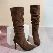 Load image into Gallery viewer, Women's Suede Stiletto Pointed-Toe Boots – High Heel Slip-On Winter Boots
