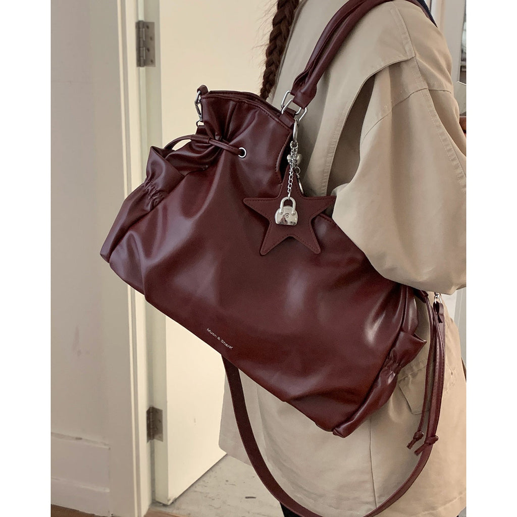 Vintage Biker Underarm Bag for Women - High Capacity PU Leather Crossbody