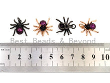 Load image into Gallery viewer, CZ Micro Pave Fuchsia SPIDER Charm Pendant, Cubic Zirconia Inspired Insect Pendant,Gold/Rose Gold/Silver/Black,17x19x5mm,SKU#F448