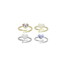 Load image into Gallery viewer, Clear Colorful CZ Heart Adjustable Ring, Sku#A384