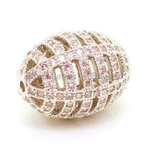 Load image into Gallery viewer, CZ Micro Pave Oval Cage Spacer Beads with Clear Crystal for Bracelet/Necklace, Cubic Zirconia Bracelet Charms, 17x11mm,sku#G54