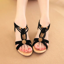 Load image into Gallery viewer, Women's Korean Flat Wedge Sandals | Multi-Material Slip-On Open-Toe