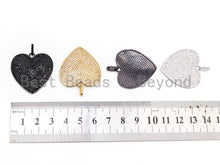 Load image into Gallery viewer, CZ Clear/Black Micro Pave Heart Pendant, Heart Shaped Pave Pendant, Gold/Rose Gold/Silver/Gunmetal plated, 30x36.5mm, Sku#F107