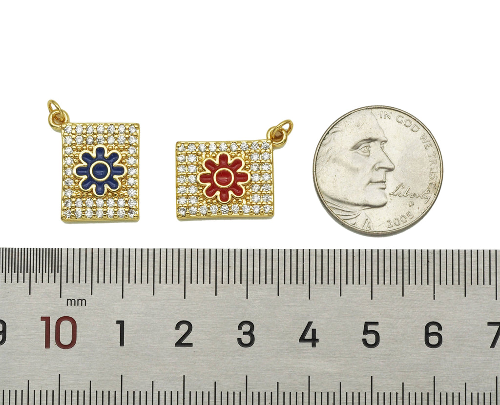 CZ Enamel Sunflower Charm, Sku#JL80