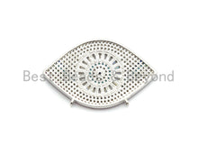 Load image into Gallery viewer, Rainbow Clear CZ Micro Pave Geometric Evil Eye Face Pendant, Cubic Zirconia Pendant,25x40mm, sku#F709