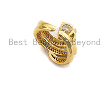 Load image into Gallery viewer, Colorful CZ Micro Pave Heart Snake Ring, Wrap Spiral Ring, Cubic Zirconia Gold Ring, Adjustable Ring, 22x21x17mm,sku#X66