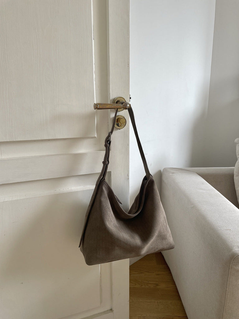 Matte Cowhide Leather Shoulder Bag – Women's Commuter Crossbody Tote | Genuine Leather Handbag