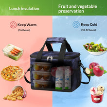 Load image into Gallery viewer, Insulated Tote Bag - Foldable Oxford Fabric Cooler Lunch Bag for Women