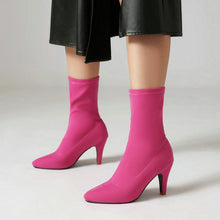 Load image into Gallery viewer, Women's Pointed Toe Stiletto Heel Boots | Slip-On Low Shaft Dress Heels