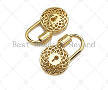 Load image into Gallery viewer, 18K Gold Filigree Style Round Lock Clasp, Gold Fancy Lock, Chain Clasp, Screw Lock,16x28mm,sku#K143
