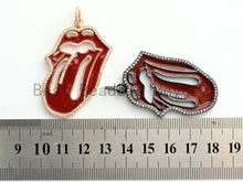 Load image into Gallery viewer, LARGE NEW Enamel Colorful Mick Jagger Rolling Tongue Pendant,CZ Micro Pave Tongue pendant,Enamel pendant,Enamel Jewelry, 32x47mm, #F583