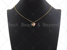 Load image into Gallery viewer, Heart Pink Pendant/Charm, Pink Mother-of-pearl Heart Pendant, Cubic Zirconia Pendant, Gold Tone,14x11 mm, Sku#LK72
