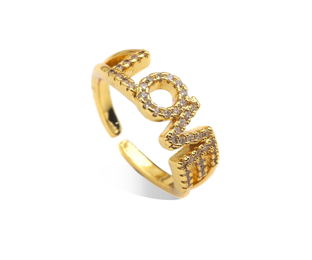CZ Pave Love Word Ring, LD37