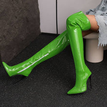 Load image into Gallery viewer, Women's Pointed-Toe Metal Stiletto Over-the-Knee Boots - Elegant Versatile Long Style