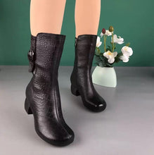 Load image into Gallery viewer, Women's Velvet-Lined Mid-Calf Fashion Boots | Chunky Heel Side Zipper | Fall Winter