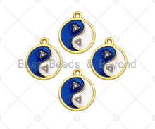 Load image into Gallery viewer, Enamel Cobalt White Yin Yang Pendant,Tiangle Gold Pendant,Religious Enamel Pendant,10x12mm,Sku#B128