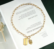 Load image into Gallery viewer, Paperclip Chain Necklace with/without Razor Lion Head, sku#CL05