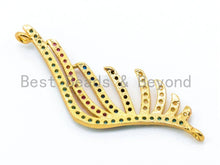 Load image into Gallery viewer, CZ Micro Pave Colorful Wing Connector, CZ Pave Leaf Charms for Earring Bracelet Necklace, 12x35mm, sku#M199