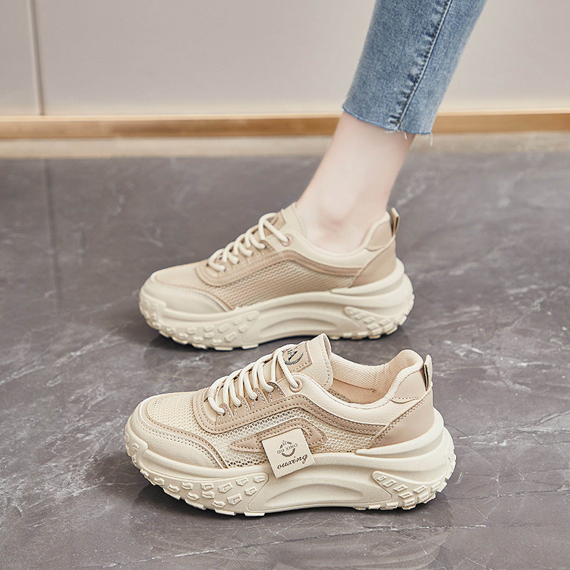 Women's Breathable Mesh Sneakers – Casual Lightweight Lace-Up Shoes