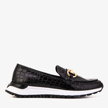 Load image into Gallery viewer, The Milan Black Croc-Embossed Patent Leather Women Sneaker