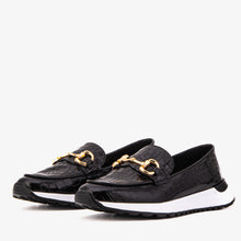 Load image into Gallery viewer, The Milan Black Croc-Embossed Patent Leather Women Sneaker
