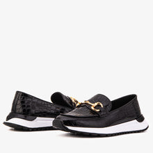 Load image into Gallery viewer, The Milan Black Croc-Embossed Patent Leather Women Sneaker
