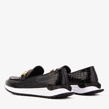 Load image into Gallery viewer, The Milan Black Croc-Embossed Patent Leather Women Sneaker