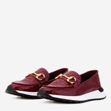 Load image into Gallery viewer, The Milan Burgundy Croc-Embossed Patent Leather Women Sneaker