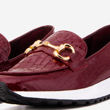 Load image into Gallery viewer, The Milan Burgundy Croc-Embossed Patent Leather Women Sneaker