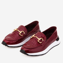Load image into Gallery viewer, The Milan Burgundy Croc-Embossed Patent Leather Women Sneaker
