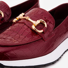 Load image into Gallery viewer, The Milan Burgundy Croc-Embossed Patent Leather Women Sneaker