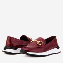 Load image into Gallery viewer, The Milan Burgundy Croc-Embossed Patent Leather Women Sneaker