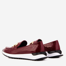 Load image into Gallery viewer, The Milan Burgundy Croc-Embossed Patent Leather Women Sneaker