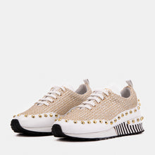 Load image into Gallery viewer, The Aurelia White Gold Woven Leather Women Sneaker