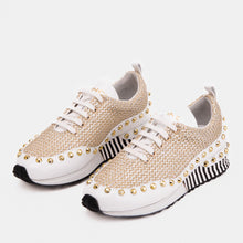 Load image into Gallery viewer, The Aurelia White Gold Woven Leather Women Sneaker